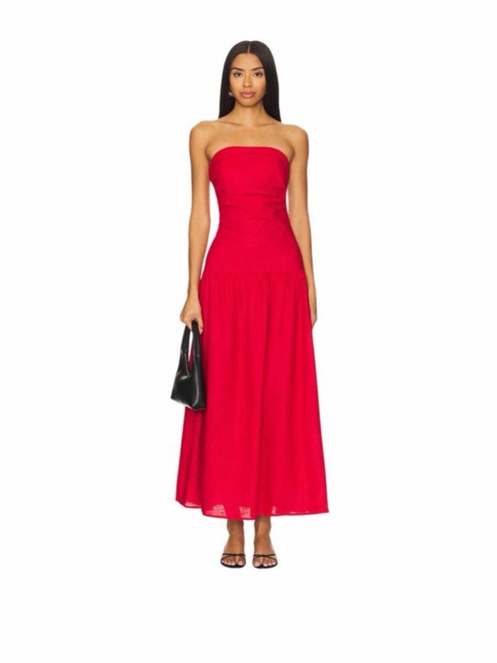 SNDY Strapless Red Maxi Dress